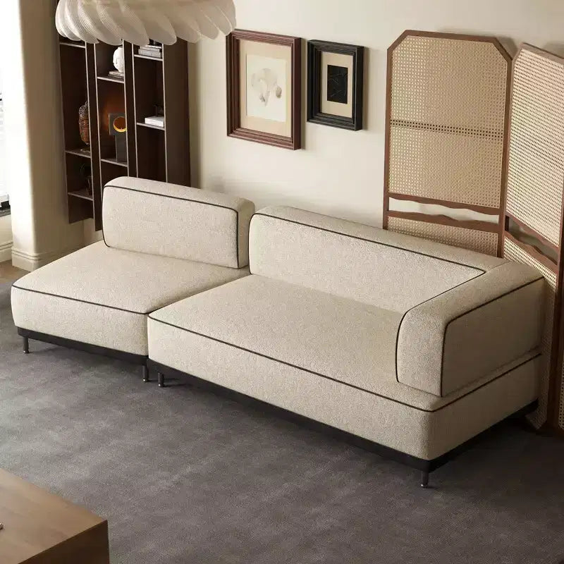 95.3 Moderne modulaire hoekbank in 2 delen met contrasterende bies en extra diepe zit – crème/zwart Gaoyangjiaju