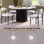 GDFStudio Howar Modern 5 Piece Wood and Metal Round Dining Set with Chenille Upholstered Chairs