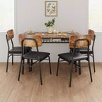 Dining Table Set for 4  5-Piece Kitchen Table and Chairs with Storage Rack, Wood Tabletop, Heavy-Duty Metal Frame, Upholstered SeatsSpace-Saving
