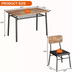 Dining Table Set for 4  5-Piece Kitchen Table and Chairs with Storage Rack, Wood Tabletop, Heavy-Duty Metal Frame, Upholstered SeatsSpace-Saving