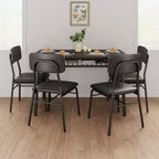 Dining Table Set for 4  5-Piece Kitchen Table and Chairs with Storage Rack, Wood Tabletop, Heavy-Duty Metal Frame, Upholstered SeatsSpace-Saving