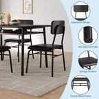 Dining Table Set for 4  5-Piece Kitchen Table and Chairs with Storage Rack, Wood Tabletop, Heavy-Duty Metal Frame, Upholstered SeatsSpace-Saving