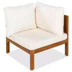 ModernLuxe 4-delige L-vormige sofaset voor buiten, acaciahouten terrasset met gevlochten touwarmleuningen en salontafel