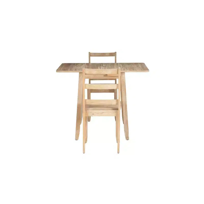 3-delige Alberts eetset van massief hout met verborgen opbergruimte en inklapbare tafel - Linon: compact, ruimtebesparend ontwerp