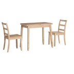 3-delige Alberts eetset van massief hout met verborgen opbergruimte en inklapbare tafel - Linon: compact, ruimtebesparend ontwerp