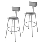 Hampden Furnishings 2pk 30" Otto Collection Stool with Backrest Gray: Upholstered Vinyl, Steel Frame, 300 lbs Capacity