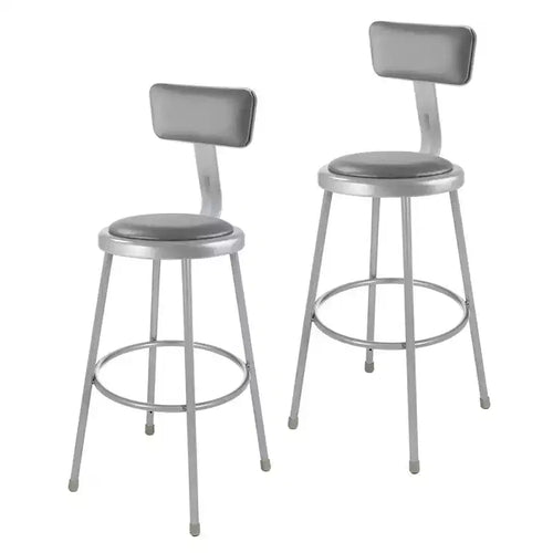 Hampden Furnishings 2pk 30" Otto Collection Stool with Backrest Gray: Upholstered Vinyl, Steel Frame, 300 lbs Capacity