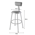 2-Pack 30" Padded Bar Stool with Backrest – Gray Vinyl, Steel Frame, 300 lbs Capacity
