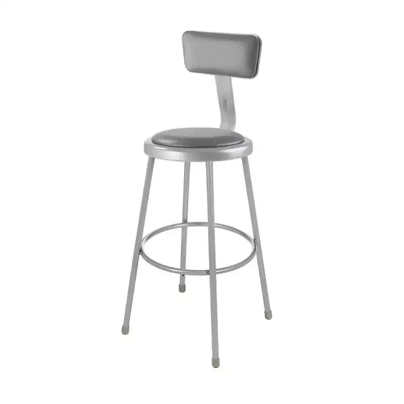 2-Pack 30" Padded Bar Stool with Backrest – Gray Vinyl, Steel Frame, 300 lbs Capacity