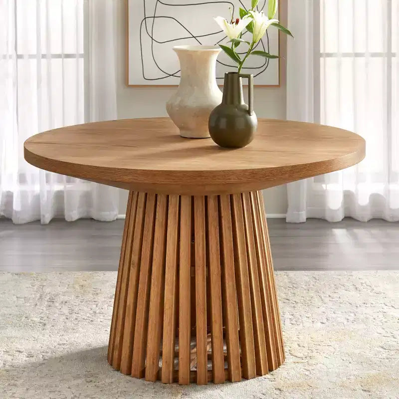 Buylateral 5pc 45" Morena Modern Round Dining Set Light Walnut