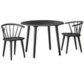 Buylateral 3pc 42" Florence Farmhouse Round Dining Set with Solid Wood Chairs Black