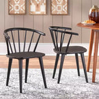 Buylateral 3pc 42" Florence Farmhouse Round Dining Set with Solid Wood Chairs Black