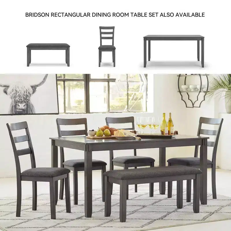 Set of 5 Bridson Counter Height Dining Table and Barstools Gray - Signature Design by Ashley: Transitional Matte Finish, Upholstered Seats
