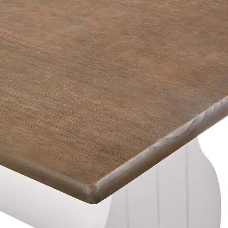 Buylateral 3-delige Washington-boerderijstijlset voor ontbijthoek en eetkamer van massief hout, wit/donker walnoot: L-vormig, massief grenenhout, opbergbank