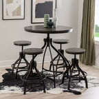 Powell 5pc Tormo Adjustable Round Counter Height Barstool Dining Set Gray