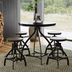 Powell 5pc Tormo Adjustable Round Counter Height Barstool Dining Set Gray
