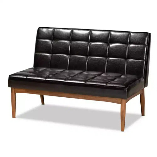 2pc Sanford Wood Dining Nook Banquette Set Brown - Baxton Studio