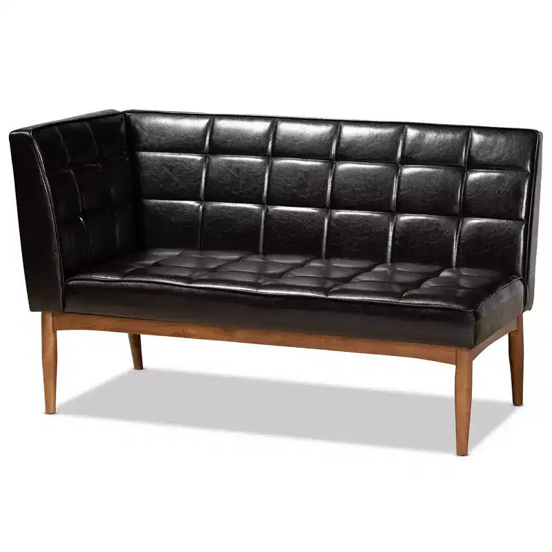 2pc Sanford Wood Dining Nook Banquette Set Brown - Baxton Studio