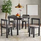 Buylateral 5pc Regent Space Saving 41.3" Round Dining Set Black