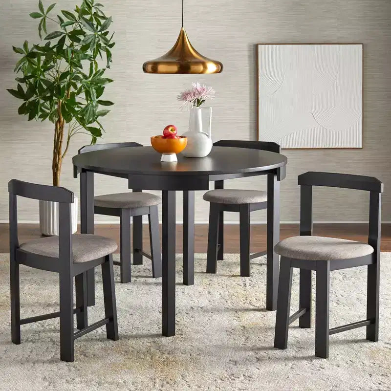 Buylateral 5pc Regent Space Saving 41.3" Round Dining Set Black