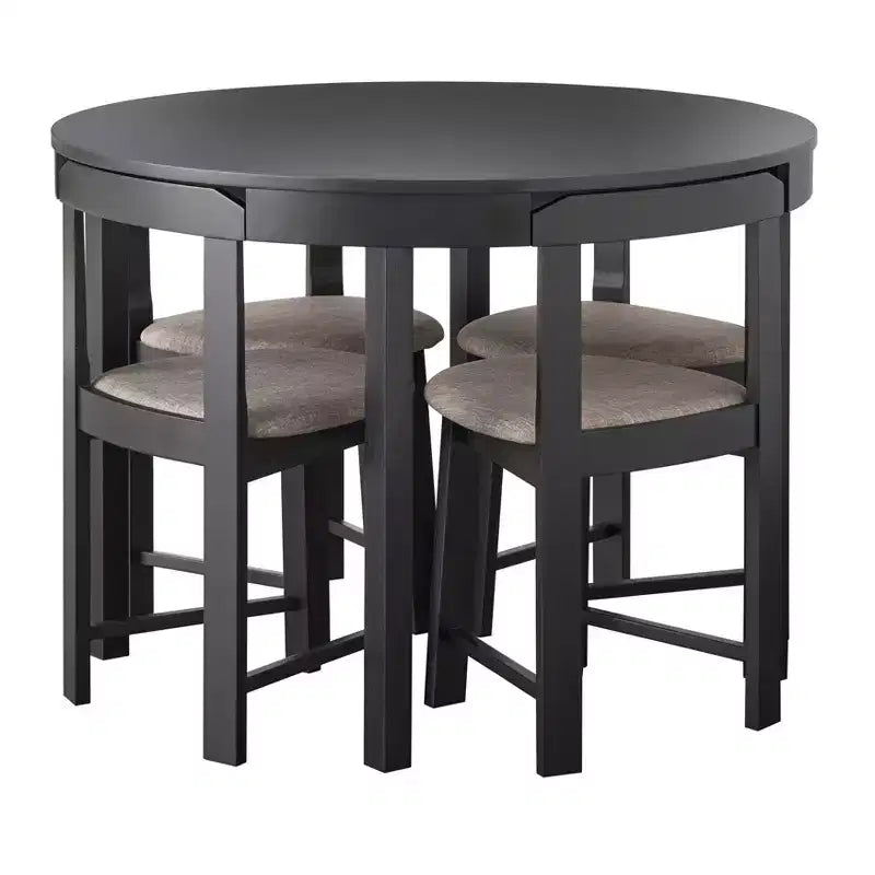 Buylateral 5pc Regent Space Saving 41.3" Round Dining Set Black