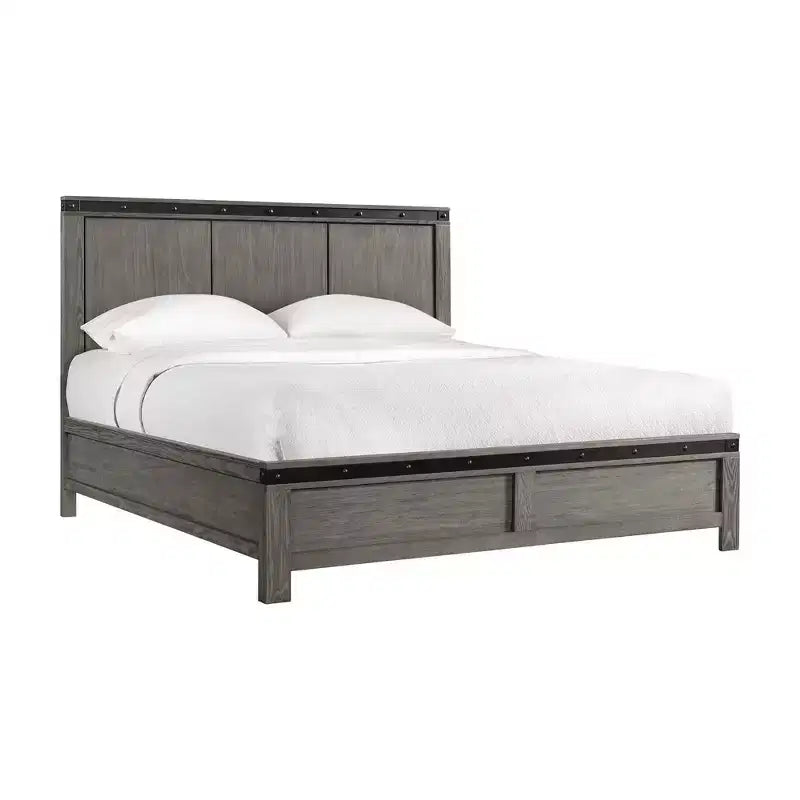 6-delige Montauk-paneelslaapkamerset voor kingsize bed, grijs - Picket House Furnishings: inclusief ladekast, hoge ladekast & nachtkastje
