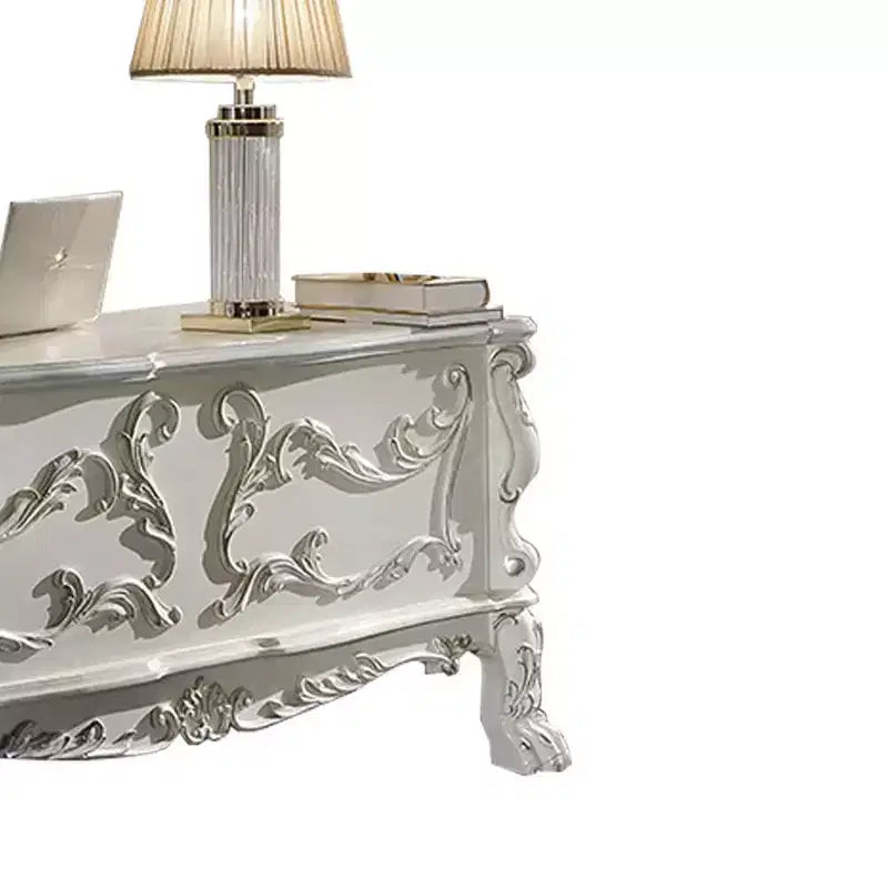 31" Executive Writing Desk – Bone White, Composite Wood, Open Storage Shelf