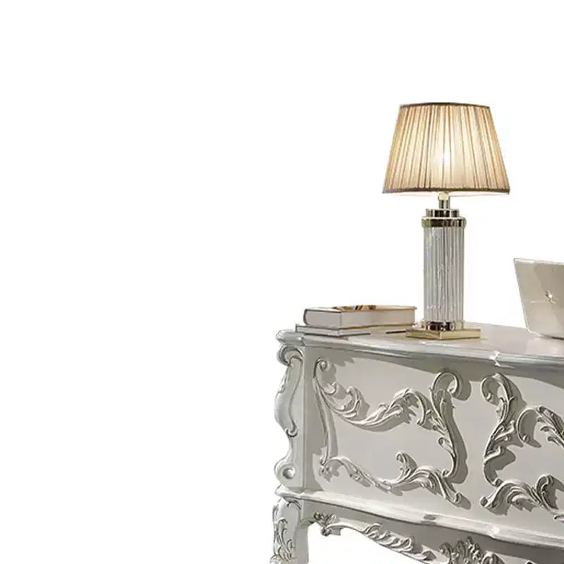31" Executive Writing Desk – Bone White, Composite Wood, Open Storage Shelf