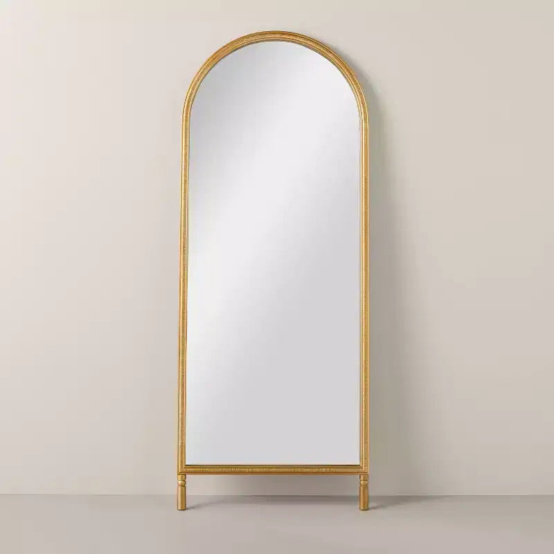 Arched 28"x70" Wood Framed Leaner Mirror Brass - Hearth & Hand™ with Magnolia
