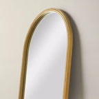 Arched 28"x70" Wood Framed Leaner Mirror, Brass Finish