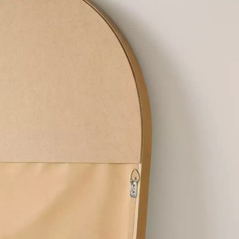 Arched 28"x70" Wood Framed Leaner Mirror, Brass Finish