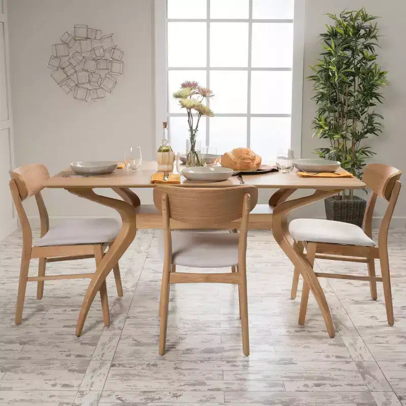 5pc 60 Lucious Curved Leg Dining Set - Christopher Knight Home