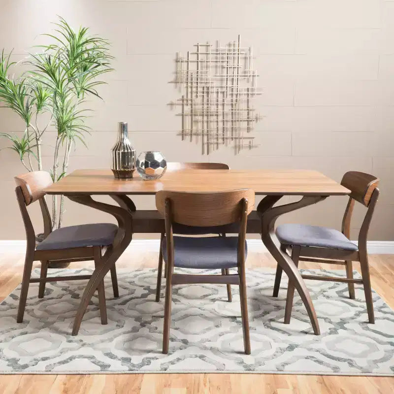 5pc 60 Lucious Curved Leg Dining Set - Christopher Knight Home