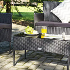 Costway 8-delige tuinset van rotan met kussens, bank en salontafel, voor de achtertuin, turquoise/rood/grijs/wit/marineblauw