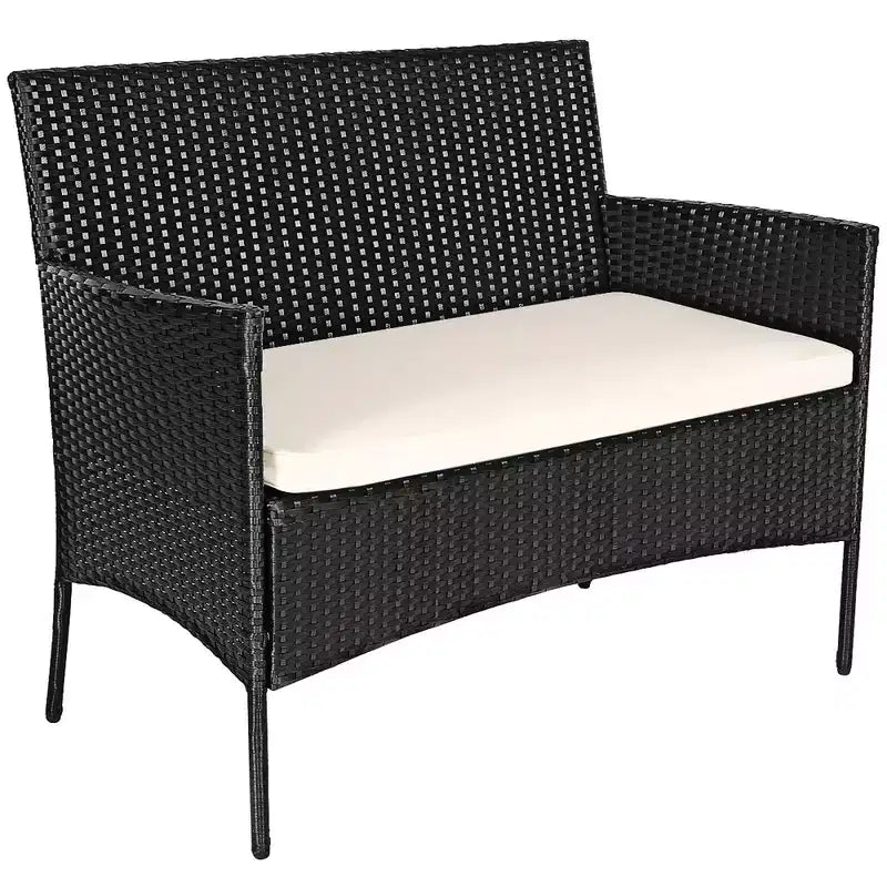 Costway 8-delige tuinset van rotan met kussens, bank en salontafel, voor de achtertuin, turquoise/rood/grijs/wit/marineblauw