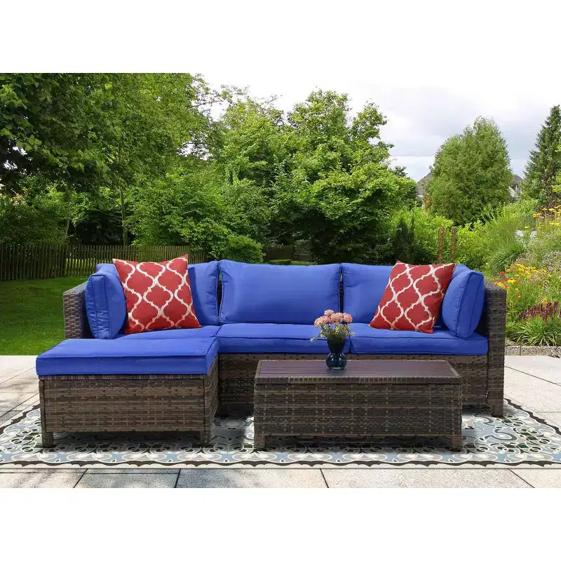 3-delige loungeset voor de tuin van wicker met kussens - EDYO LIVING