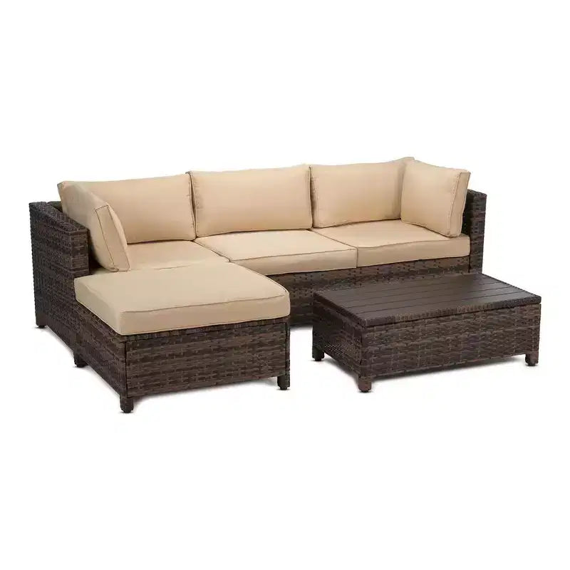 3-delige loungeset voor de tuin van wicker met kussens - EDYO LIVING
