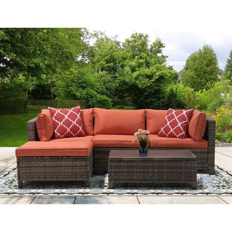 3-delige loungeset voor de tuin van wicker met kussens - EDYO LIVING