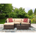3-delige loungeset voor de tuin van wicker met kussens - EDYO LIVING