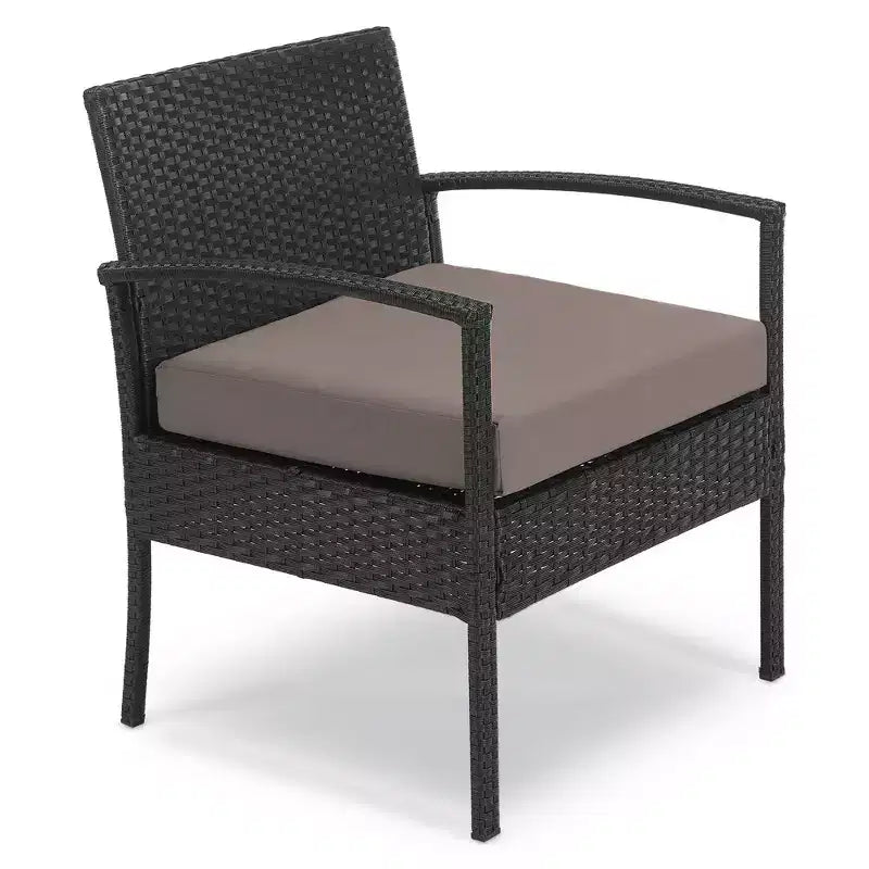 EDYO LIVING 3-delige loungeset van wicker voor terras en buiten