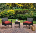 EDYO LIVING 3-delige loungeset van wicker voor terras en buiten