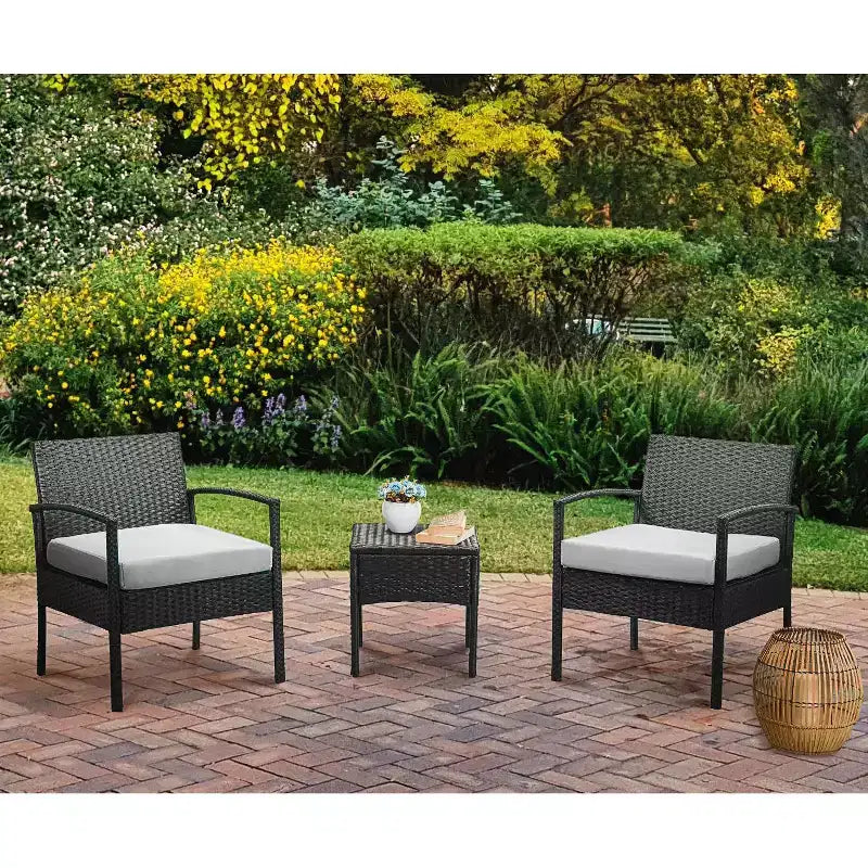 EDYO LIVING 3-delige loungeset van wicker voor terras en buiten