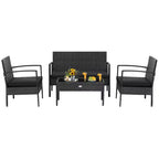 Costway 8-delige tuinmeubelset van rotan voor terras met beklede sofa-armleuningen, zwart