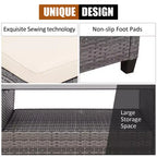 Costway 4-delige rotan terrasmeubelset met sofa, voetenbank en kussens, voor tuin of terras, wit/grijs/zwart