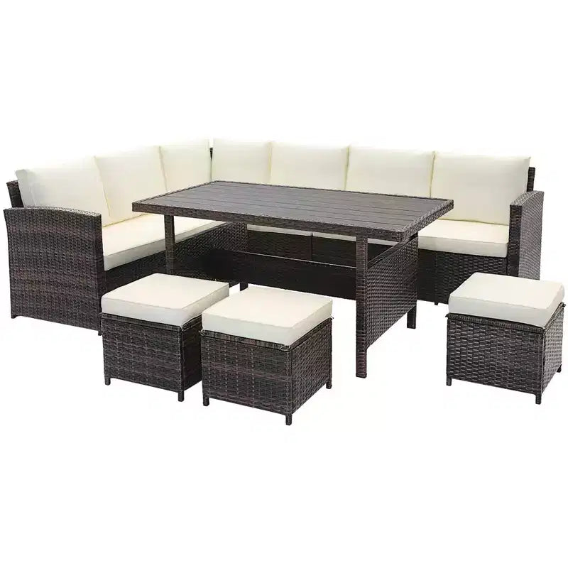 Costway 7-delige tuinmeubelset van rotan, hoekbank, loungesofa, salontafel en veranda
