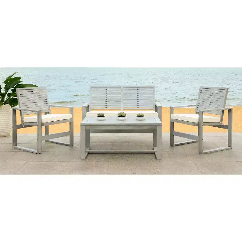 Ozark 4-delige terrasmeubelset - voor binnen/buiten - FOX6007 - Safavieh Couture