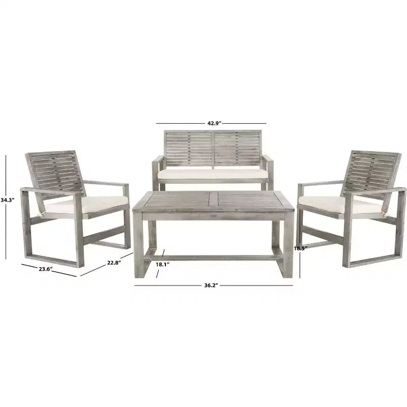 Ozark 4-delige terrasmeubelset - voor binnen/buiten - FOX6007 - Safavieh Couture