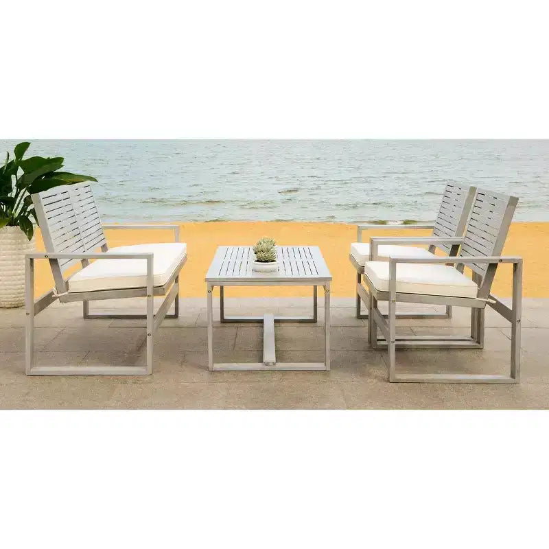Ozark 4-delige terrasmeubelset - voor binnen/buiten - FOX6007 - Safavieh Couture