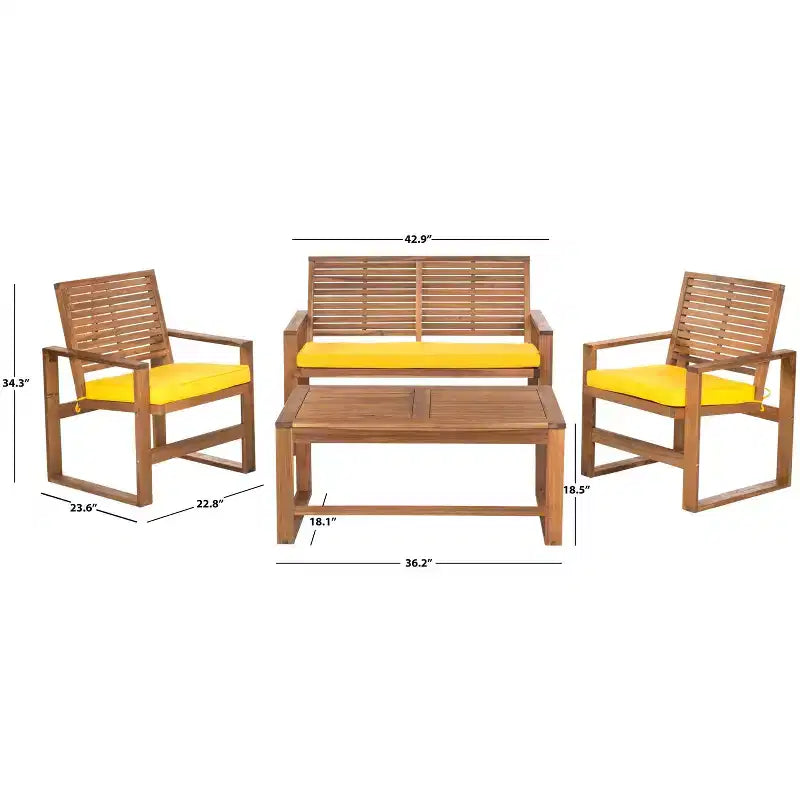 Ozark 4-delige terrasmeubelset - voor binnen/buiten - FOX6007 - Safavieh Couture