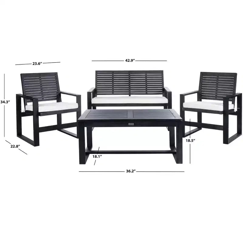Ozark 4-delige terrasmeubelset - voor binnen/buiten - FOX6007 - Safavieh Couture